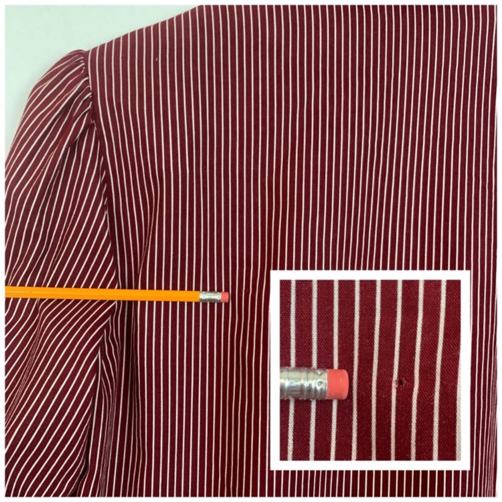 Vintage Lanz Dress Burgundy Stripe Midi Medium - Picture 15 of 15